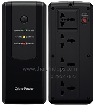 Cyberpowe ut1050eg ให้กำลังไฟ  630 watts - 4 sockets แบบ universal เป็น line interactive และรับประกัน 2 ปี onsite service